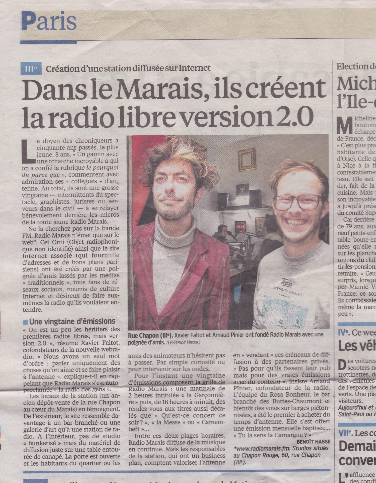 RADIOMARAIS dans Le Parisien