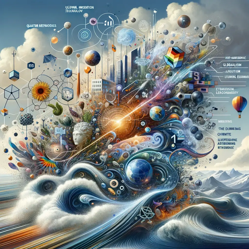 A visual representation of the concept of fluidity as influenced by quantum mechanics, information and communication technology, urban culture, post-