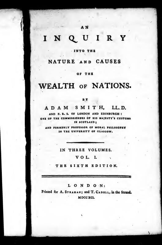 « Recherches sur la nature et les causes de la richesse des nations » — Adam Smith, notre exemplaire